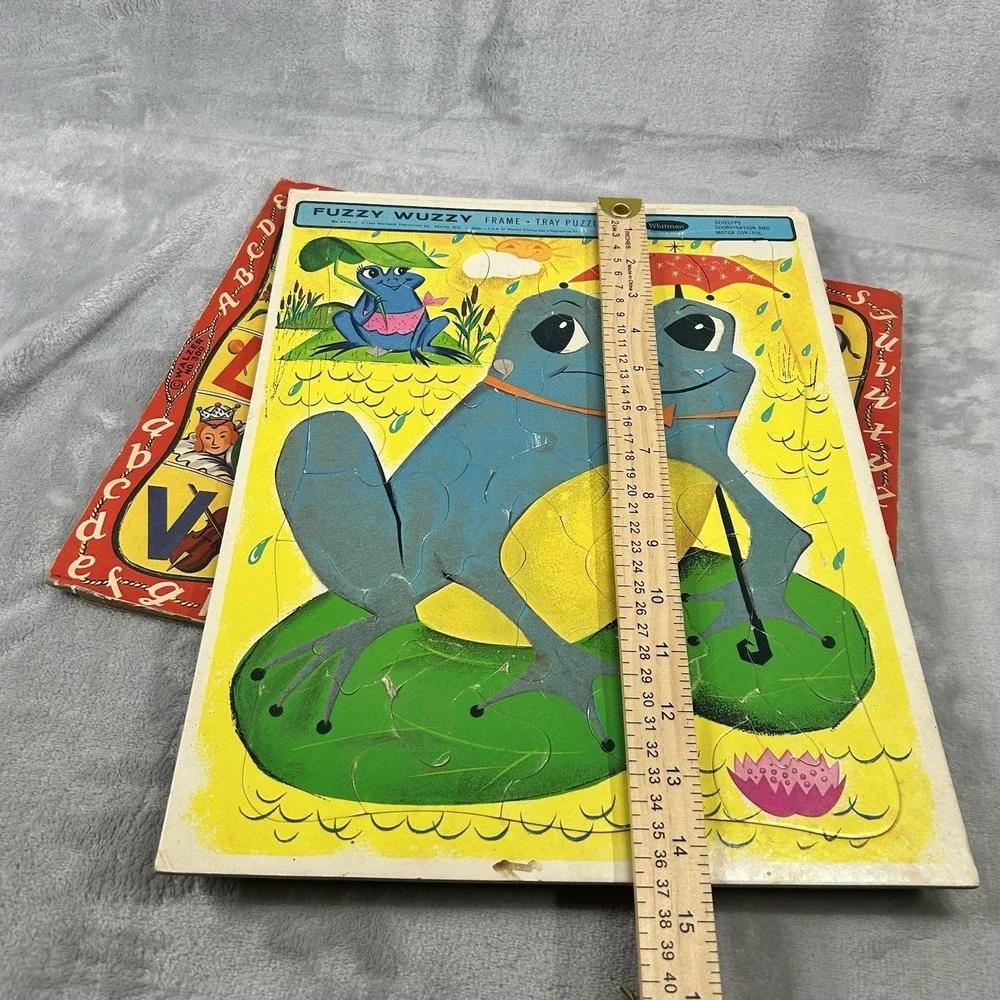 Vintage‎ Lot 4 Tray Inlay Puzzles Casper Ghost Fuzzy Wuzzy ABC Preschool 1960s